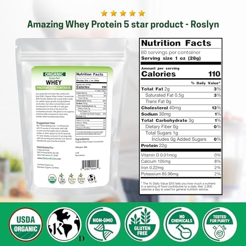 Z Natural Foods Organic Whey Protein Concentrate - Grass-Fed, 5 lb