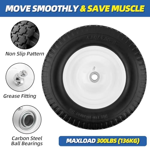 Wheelbarrow Tire - FLAT FREE- Never have a Flat Again - Universal Fit - 10 Year Warranty - Industrial Grade