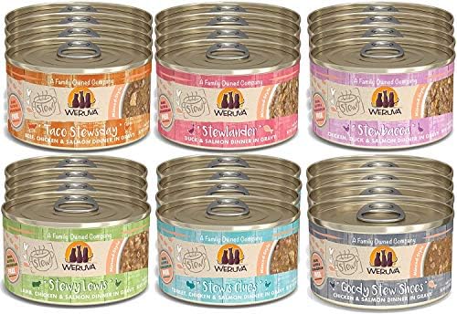 Weruva Classic Cat Stews 6 Flavors Variety Pack, 2.8 Ounce Cans Pack of 24
