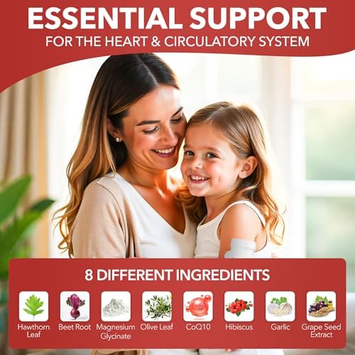 Healthy Heart - Healthy Cholesterol Circulation & Blood Pressure - 60ct | Fights Plaque, Supports Normal LDL & HDL, Artieries, Circulation, Contains CoQ10, Beet Root, Garlic, Olive Leaf And More