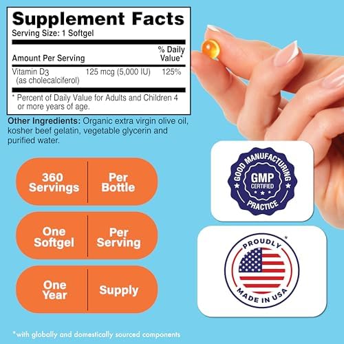 Health Thru Nutrition Vitamin D3 2000iu - 50 mcg 365 Mini Softgels | Vitamin D Supplement as Cholecalciferol | Immune Health Support | 3rd Party Tested | Non-GMO USP Grade in Organic EVOO