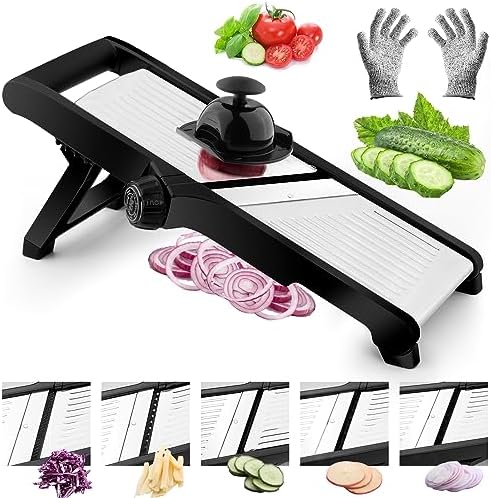 VEKAYA Mandoline Slicer, Mandoline Slicer for Kitchen, Adjustable Mandolin, Stainless Steel Mandoline, Vegetable Slicer, Potato, Onion, Cucumber