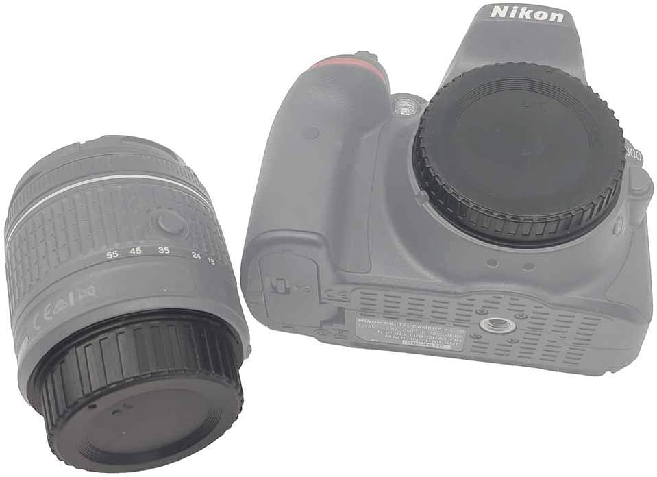 ULBTERF Front Body Cap and Rear Lens Cap Cover for Nikon F Mount Camera