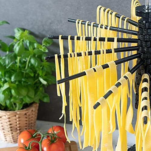Navaris Collapsible Pasta Drying Rack - Tall Compact Spaghetti Noodle Stand with 16 Plastic Rods - Fresh Pasta Making Accessories - up to 2 kg (4.5