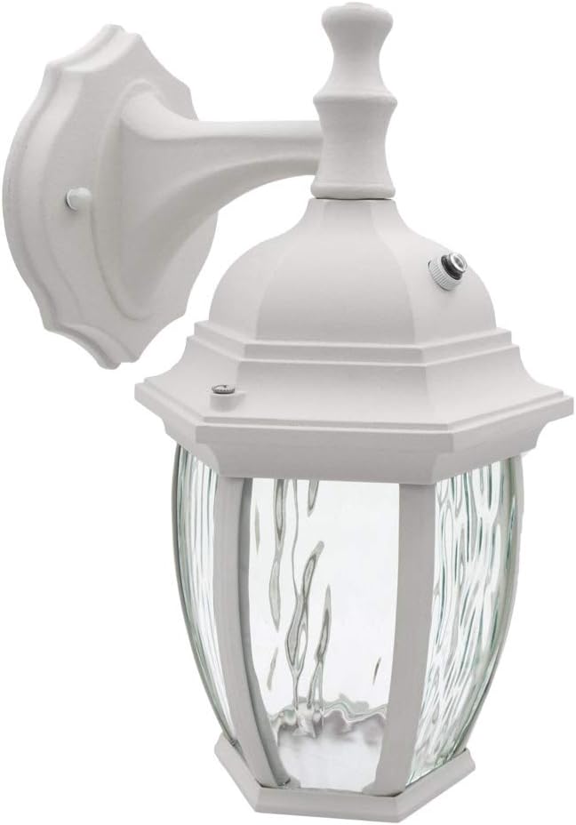 Maxxima LED Brown Outdoor Wall Light, 580 Lumens 3000K, Dusk to Dawn Sensor | Clear Water Glass, Warm White, Photocell Sensor, Exterior Patio or Porch Sconce Fixture