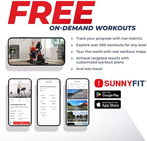 Sunny Health & Fitness Smart Recumbent Cross Trainer with Arm Exerciser | Dual Function Full-Body Workout, 8-Lvl Magnetic Resistance, Adjustable Seat