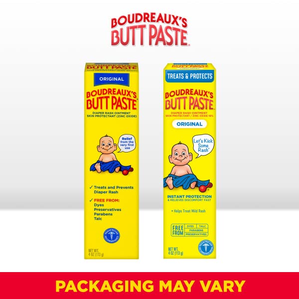 Boudreaux's Butt Paste Diaper Cream, Dermatologist-Tested Original Diaper Rash Cream for Daily Prevention and Relief, Baby Ointment, 2oz Tube