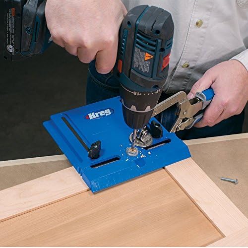 Kreg Cabinet Hardware Jig - Portable Straight Hole Drilling - Precision Drilling Without a Press - Moveable Edge Guide for Accurate Positioning