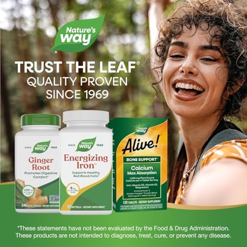 Nature's Way Energizing Iron, Supports Healthy Red Blood Cells*, 8 mg Iron & 200 mcg Vitamin B12 per 2-Softgel Serving, No Gluten