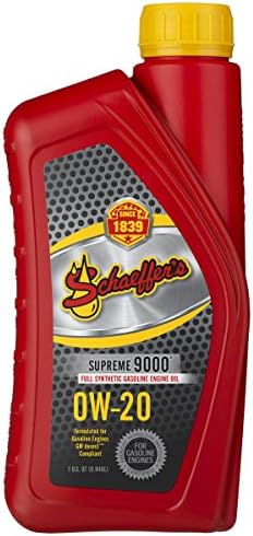 Schaeffer Manufacturing Co. 9005-012 Supreme 9000 Full Synthetic Gasoline Engine Oil 0W-20, 1-Quart Bottle (Pack of 12)
