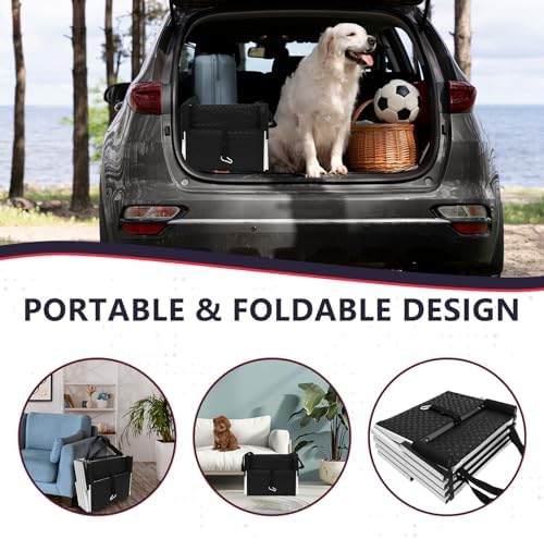 Dog Ramps for Small & Big Dogs Portable Folding Pet Stairs with Nonslip Surface Foldable Truck Ramp Stairs for Car, SUV and Trucks, Supports Up to 250LBS, 6 Steps