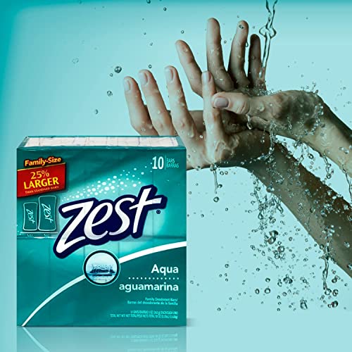 Zest 8-Bar Bath Size Soap, Aqua, 4 Ounce per bar, 8 bars, 32 Ounce