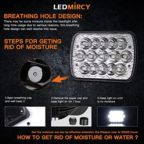 LEDMIRCY 5x7 LED Headlights, H6054 LED Headlights Hi/Lo Sealed Beam 2PCS