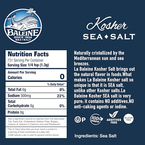 La Baleine Fine Sea Salt, Mediterranean Sea Salt, Shaker Bottle, Product of France, 4.4 Oz