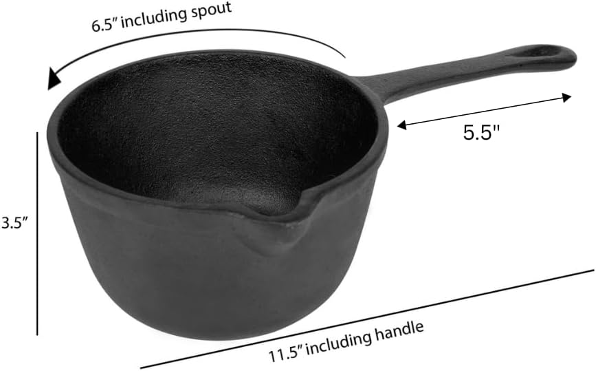 Jim Beam JB0204 Pre-Seasoned Heavy Duty Construction Cast Iron Basting Pot for Grilling and Oven, Large, Black