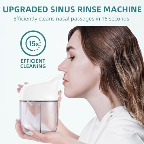 Nasal Irrigation System with 30 Saline Packets, Sinus Rinse Machine, Nose Sinus Cleaner Machine with Water Tank & Waste Collection Tank - Blue