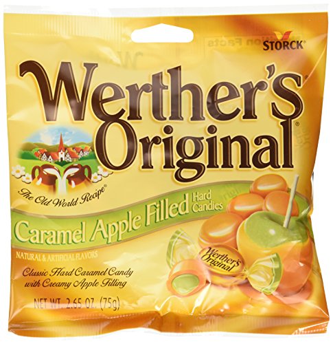 Werther's Original Caramel Apple Filled Hard Candies - Individually Wrapped Hard Candies for Halloween, Parties, or Snacks -2.65 oz Bags (Pack of 6)