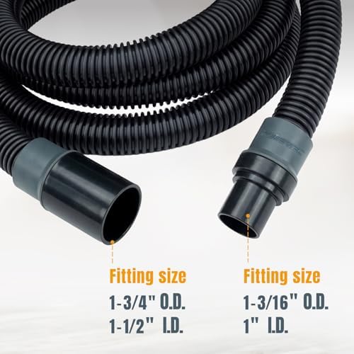 POWERTEC 70347 10 Ft. Dust Collection Hose Kit with 5 Fittings for Woodworking Power Tools Home and Wet/Dry Shop Vacuums
