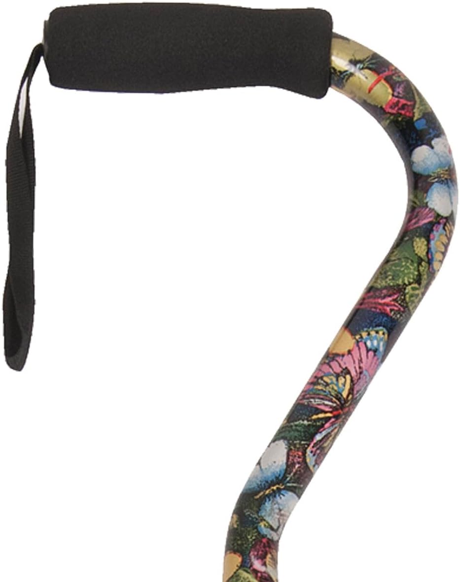 PCP Adjustable Cane, Offset Handle, Foam Grip, Wrist Strap, Lightweight Aluminum, Hunter Camouflage Pattern