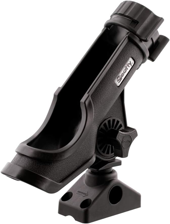Scotty #230 Powerlock Rod Holder with #241 Side/Deck Mount, Adjustable Boat Fishing Rod Holder, Universal Cradle Design, Side or Deck Mount Installation, Marine-Grade Construction