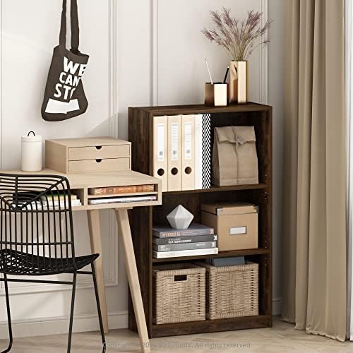 Furinno Jaya Book Shelf, 3-Tier Bookshelf, Bookcase with Adjustable Shelves, 9.5 x 24.5 x 40.3, for Organization and Storage, for Living Room, Bedroom, Home Office, White