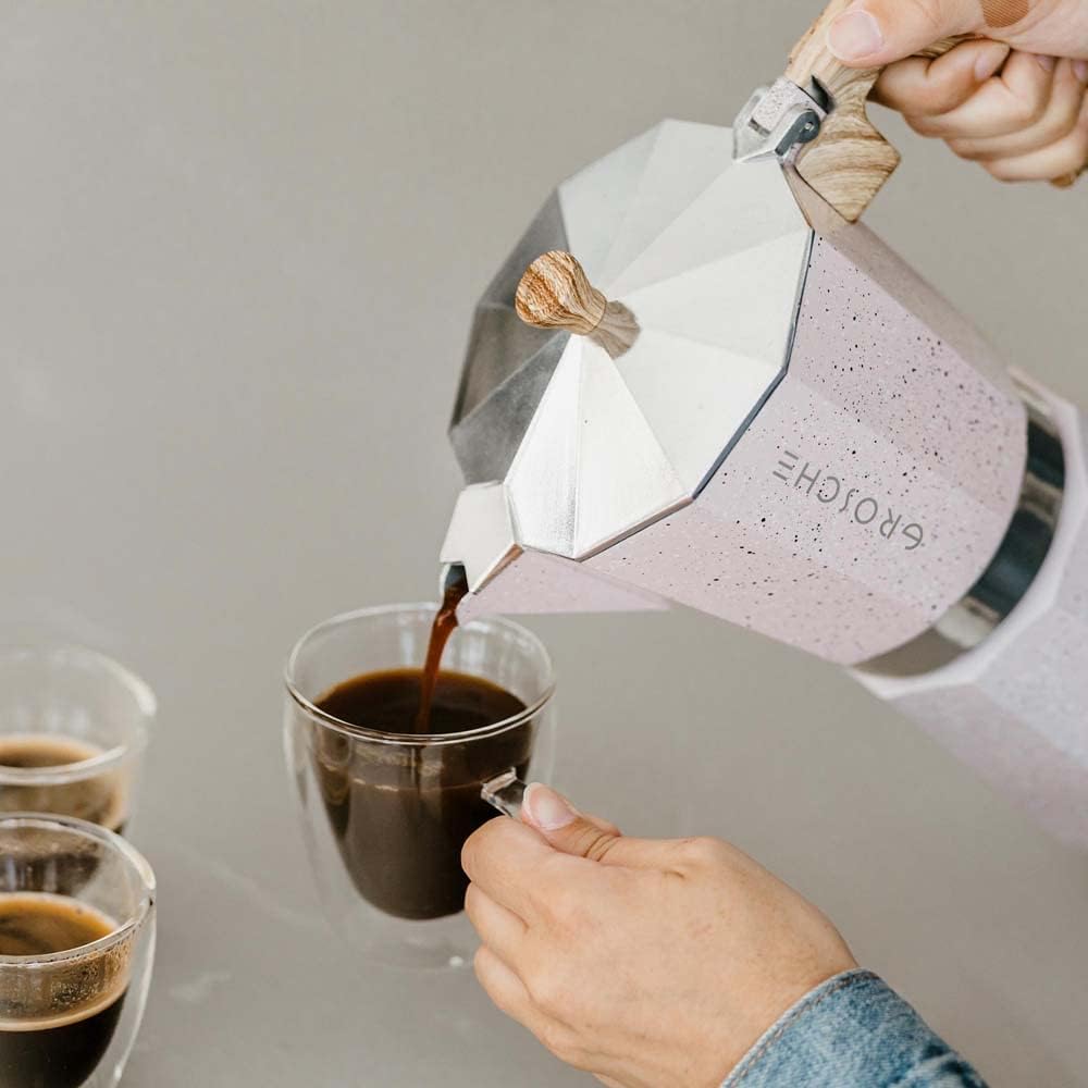 GROSCHE Milano Moka Pot | 9 Espresso Cup - 15.2 oz | Stovetop Espresso Percolator & Coffee Maker – Portable, Ideal for Home and Camping | Cuban Coffee Maker And Italian Moka Pot For Stovetop Espresso; For Gas, Electric, And Propane Stoves With A Soft-Tou…