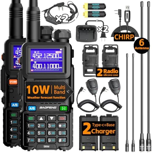 Baofeng Radio UV-5RM Ham Radio Handheld UV5R Walkie Talkies Long Range | with NOAA Weather | Rechargeable |Programming Cable & Earpiece | 999