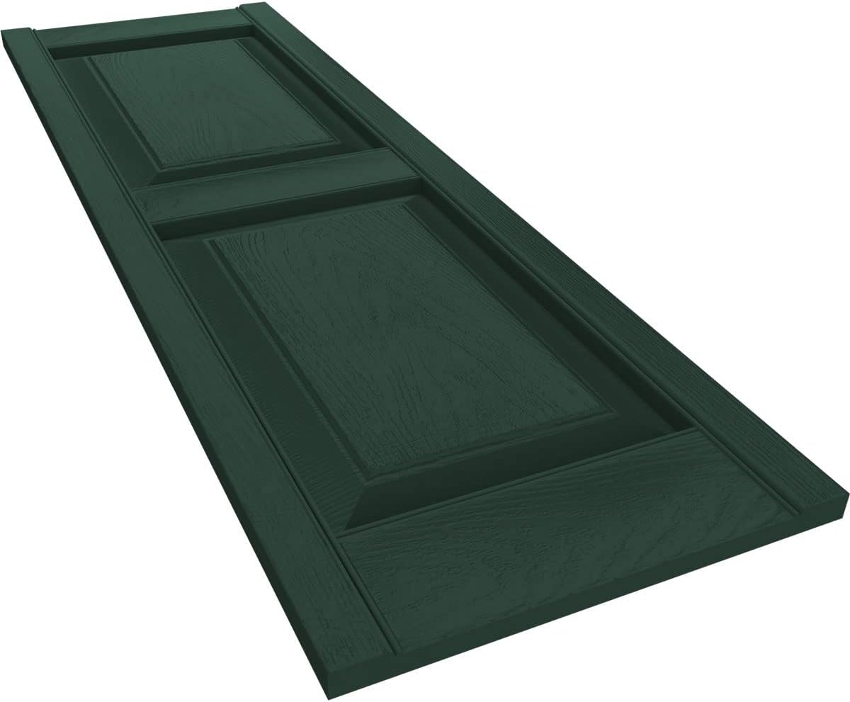 Ekena Millwork LP2S14X05500MG Lifetime Vinyl Standard Two Equal Panels with Raised Panel Shutters, 14 3/4" W x 55" H, Midnight Green, 1 Piece