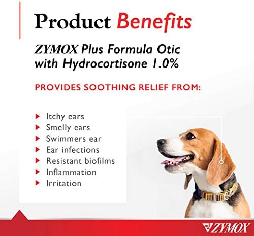 Zymox Advanced Formula Otic Plus Enzymatic Ear Solution for Dogs and Cats | with 1% Hydrocortisone, 1.25oz