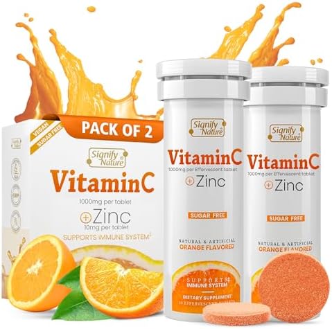 SIGNIFY NATURE Vitamin C 1000mg Effervescent Tablets with Zinc, 40CT