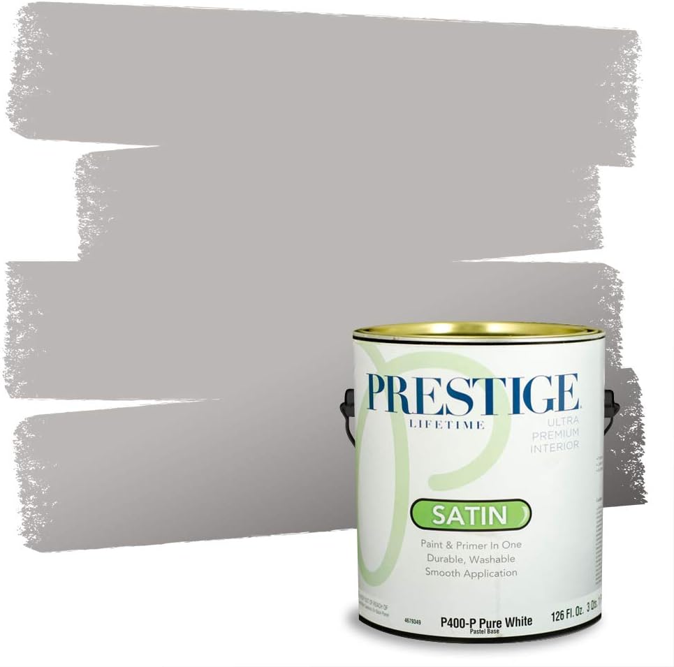PRESTIGE Paints Exterior Paint and Primer In One, 1-Gallon, Satin, Comparable Match of Sherwin Williams* Socialite*