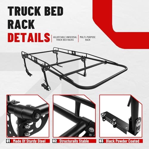 ECOTRIC 1000 LBS Adjustable 58"-69" Universal Truck Bed Rack Contractor Ladder Pickup Lumber Utility Kayak Full Size Rack 60"(W) x 138"(L) x 34"(H)