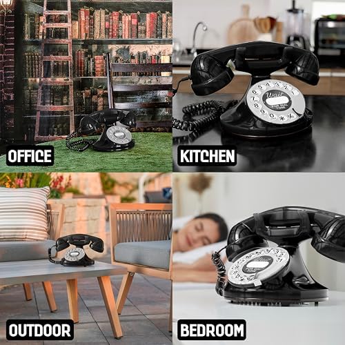 Opis FunkyFon Cable: A Vintage Landline Telephone, The Retro Phone Green for Home, and Old Fashioned Telephones in red
