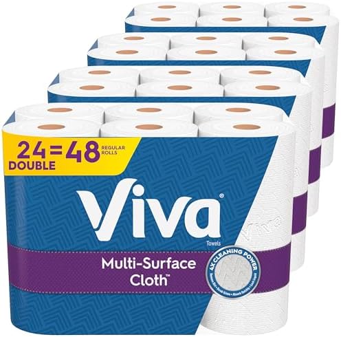 Viva Multi-Surface Cloth Paper Towels, 24 Double Rolls, 110 Sheets Per Roll (4 Packs of 6)
