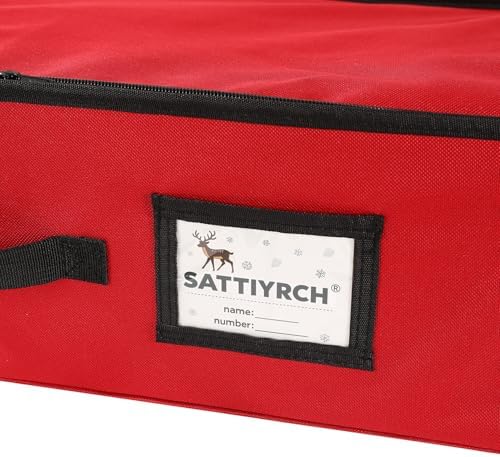 Sattiyrch Christmas Ornament Storage Box,Canvas Stores up-to 64 Standard Holiday Ornaments Holder,12 x 12 Inch 4 Layer Xmas Storage Containers,Green