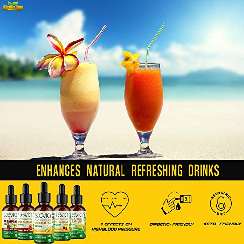 Stevia Intl (Pack of 5) Refreshers Bundle with 5 Flavors. Stevia Liquid Drops. Naturally Sweet, Non-Bitter, No Sugar Added, 0 Carb, 0 Calorie, Non-GMO