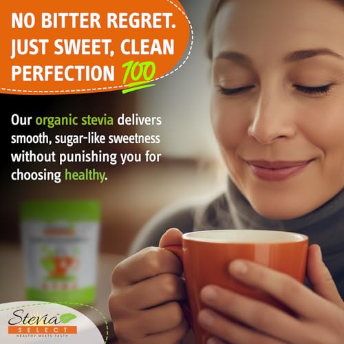 Stevia Select Organic Stevia Powder 1.25oz - Sugar Free Plant Based Pure Stevia Sweetener Stevia Extract Keto Sugar Substitute No Additives Zero Calorie
