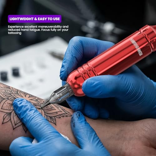 Wormhole Tattoo Kit for Beginners, Rotary Tattoo Pen Kit with 20 Color Inks, 20 Cartridge Needles & Power Supply for Tattoo Practice WTK090