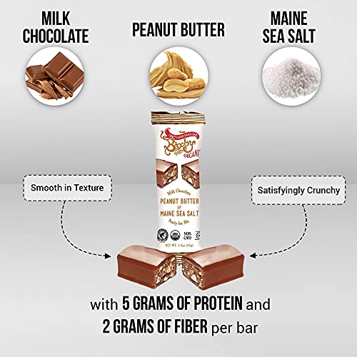 Bixby 12 Bars of Organic Milk Chocolate - Gluten Free Peanut Butter and Real Sea Salt - Non GMO Kosher Protein Snack with Clean Ingredients