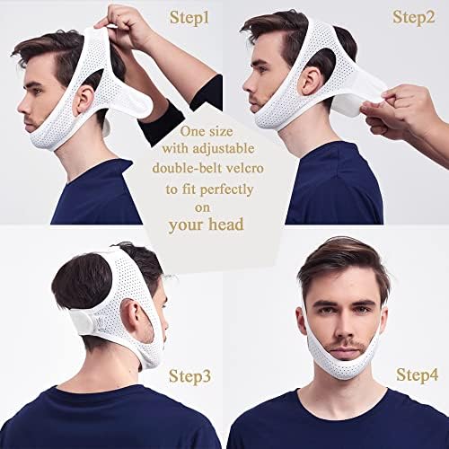 Anti Snoring, Cpap Users, Comfortable Mesh White Cpap Chin Straps for Men Women