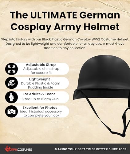 Nicky Bigs Novelties Black German WW2 Helmet, Military Costume Accessory