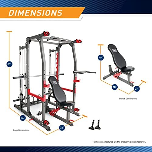 Marcy Smith Machine Home Gym System SM-4903, All-in-One Strength Training Cage with Weight Bench, Pulley, Squat Rack & Workout Station