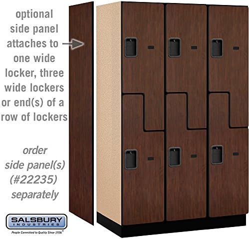 Salsbury Industries 2-Tier S-Style Extra Wide Designer Wood Locker with Three Wide Storage Units, 6-Feet High by 21-Inch Deep, Mahogany