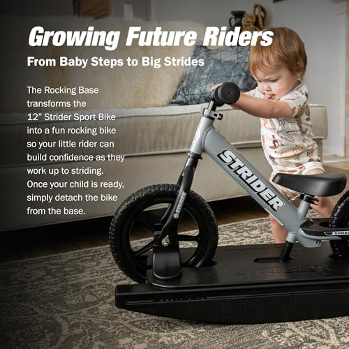 Strider Sport 2-in-1 Rocking Bike, Ages 6 Months–4 Years | For 12 Model, Converts Baby Rocking Toy to Toddler Balance Bike, Tool-Free Adjustments, Wide and Stable Base, Durable Plastic