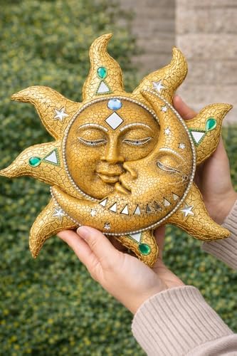 George S. Chen Imports Polyresin Orange Mosaic Face Sun with Yellow Mosaic Moon, 13", Multicolor (SS-G-63046)