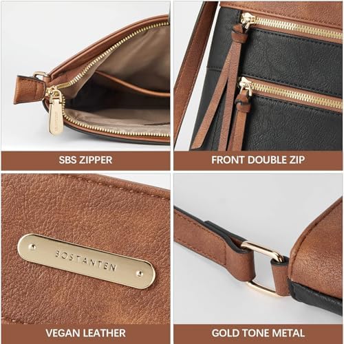BOSTANTEN Crossbody Purses for Women Medium Shoulder Bag Quilted Handbags with Zipper Pocket