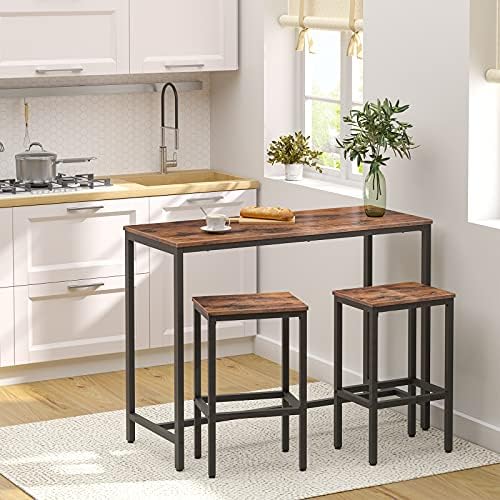 HOOBRO Bar Table, Rectangular Pub Table, 47.2" Counter Height Bar Table, Industrial Bar Height Table, Dining Table for Kitchen, Living Room