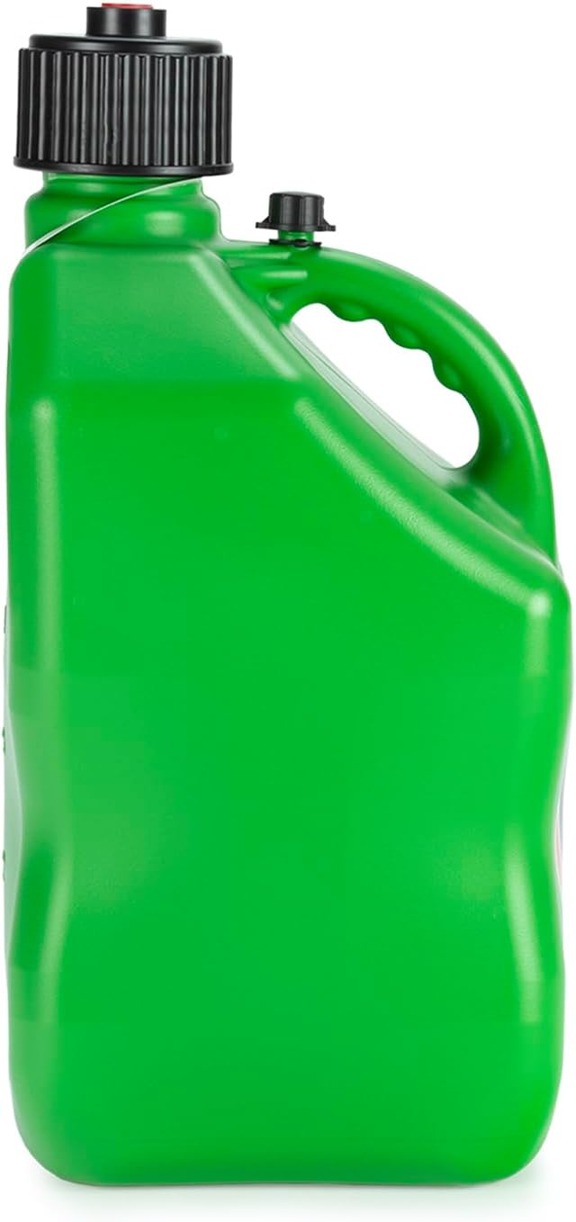 VP Racing 3562-CA, 5.5 Gallon Square Motorsport Jug Green w/ 14" Standard Hose (2 Pack) Close-Trimmed Cap and Neck for Tight Seal