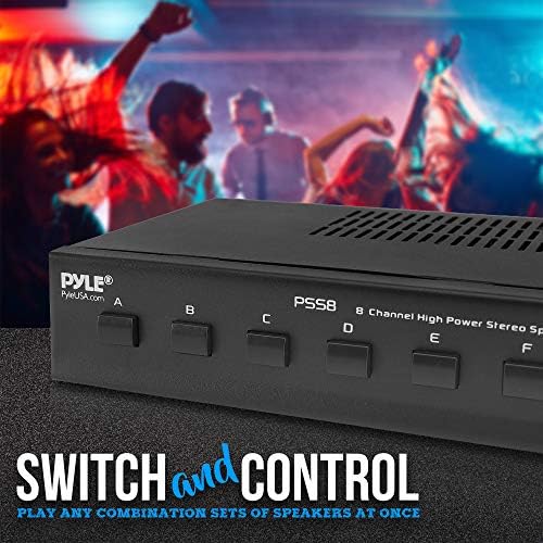 Pyle Premium New and Improved 8 Zone Channel Speaker Switch Selector Hub Distribution Box for Multi-Channel High Powered Stereo Amplifier A/B/C/D