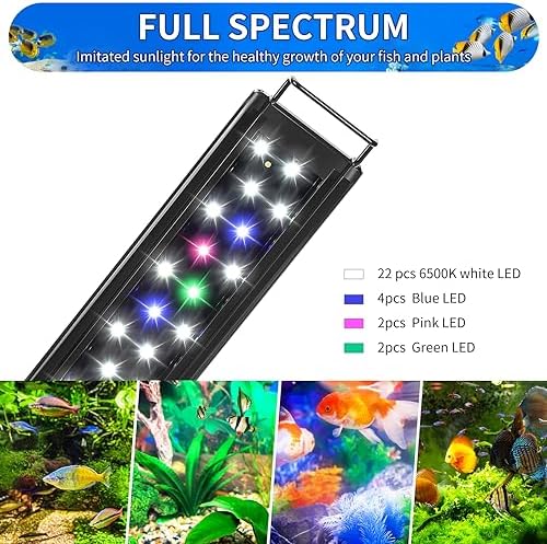AQUANEAT LED Aquarium Light Full Spectrum 12 Inch Fish Tank Light Fresh Water